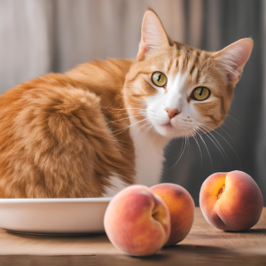 Cat looking at a peach – Can cats eat peaches?